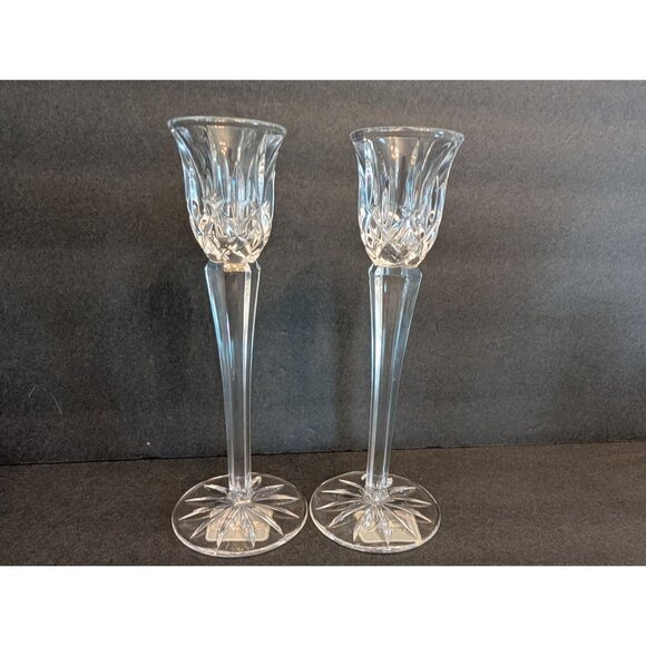 Gorham Lady Anne 8" Crystal Candlesticks Set Of 2 Made In Germany Elegant Design - Picture 1 of 8